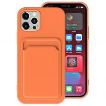 A-One Brand - iPhone 15 Pro Mobilskal Korthållare Silikon - Orange