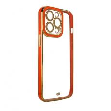 OEM - iPhone 13 Pro Skal Fashion Guld Frame Gel - Röd