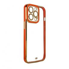 OEM - iPhone 13 Pro Max Skal Fashion Guld Frame Gel - Röd