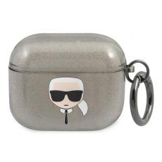 KARL LAGERFELD - Karl Lagerfeld Skal Glitter Karl`s Head Airpods 3 - Svart