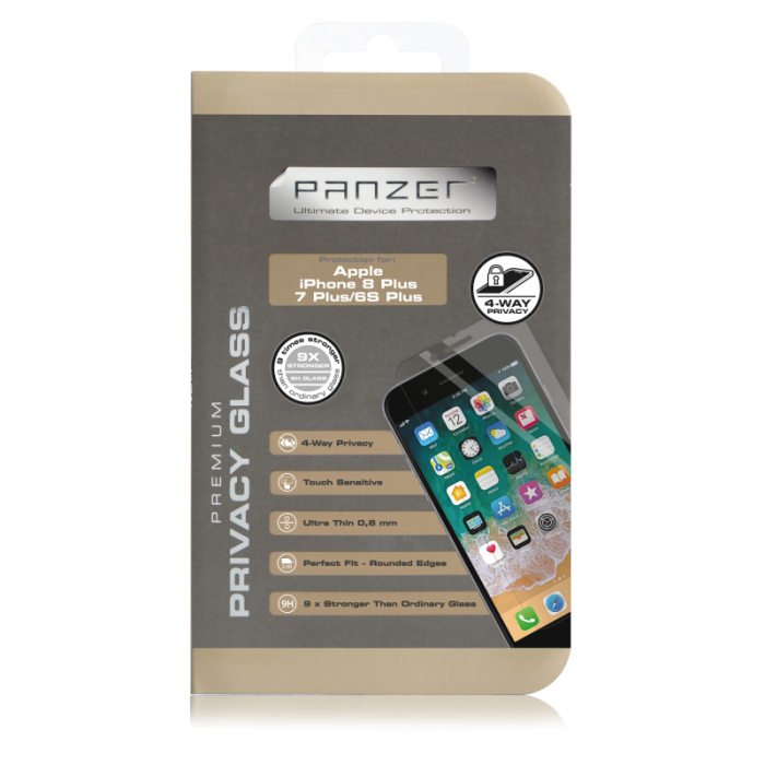 UTGATT1 - Panzer 4-way Privacy Glas iPhone 7 Plus & iPhone 8 Plus