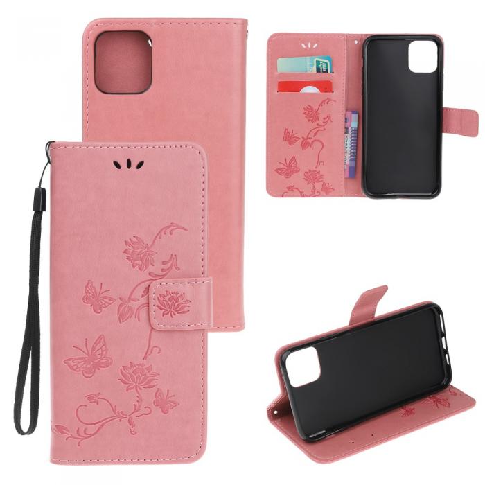 A-One Brand - Butterfly Plnboksfodral till iPhone 11 - Rosa