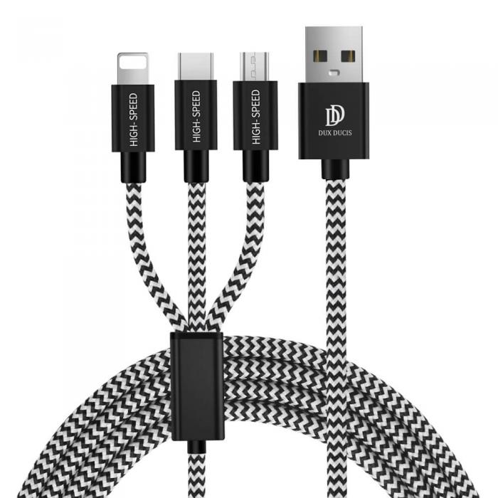 UTGATT5 - Dux Ducis K-ONE Series 3in1 USB micro USB/lightning/USB-C Svart
