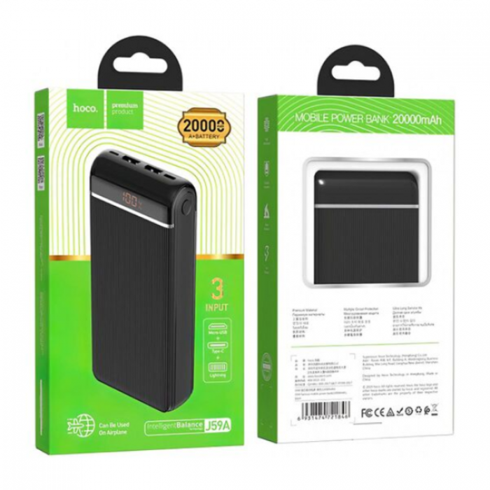 Hoco - HOCO J59A Powerbank 20000mAh - Svart