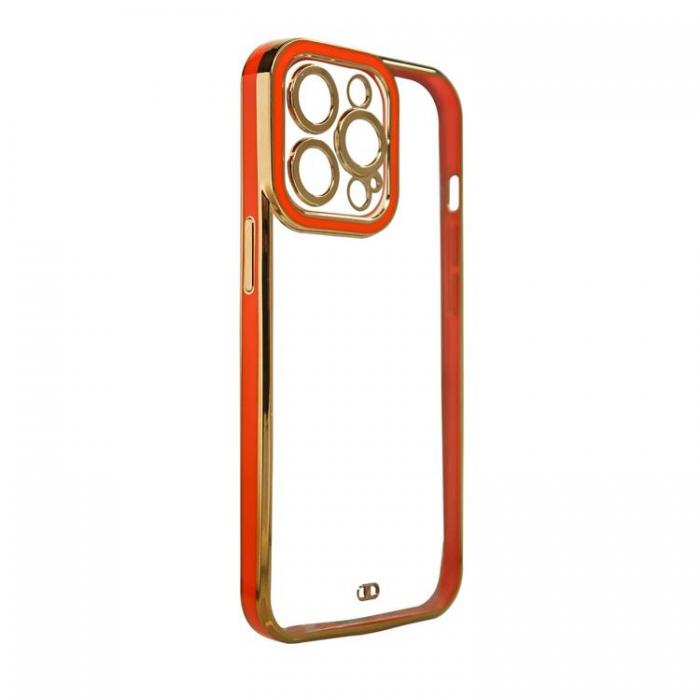 OEM - iPhone 13 Pro Max Skal Fashion Guld Frame Gel - Rd