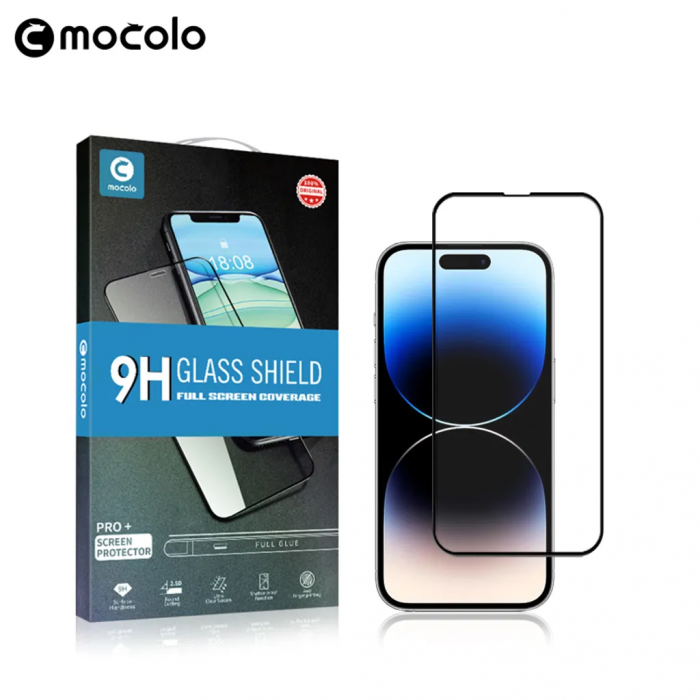 Mocolo - Mocolo iPhone 15 Pro Max Hrdat Glas Skrmskydd 2.5D - Svart