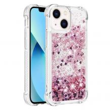 A-One Brand - iPhone 14 Skal Liquid Floating Glitter - Rosa Guld