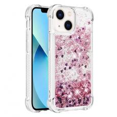 A-One Brand - iPhone 14 Skal Liquid Floating Glitter - Rosa Guld