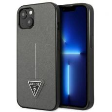 Guess - GUESS iPhone 14 Skal Saffiano Triangle Logo - Silver
