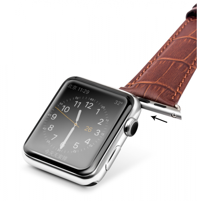 UTGATT5 - Qialino Watchband i kta lder till Apple Watch 42mm - Rd