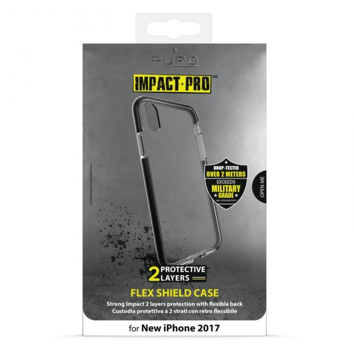 UTGATT5 - Puro Impact Pro Flex Shield till iPhone XS / X - Svart