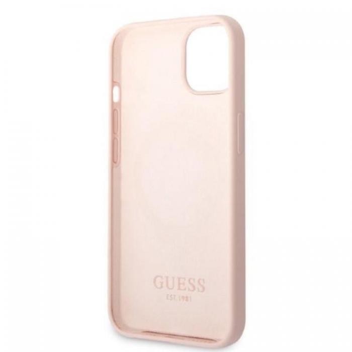Guess - Guess iPhone 13 Skal MagSafe Silicone Logo Plate - Rosa
