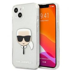 KARL LAGERFELD - Karl Lagerfeld Glitter Karl`s Head Skal iPhone 13 Mini - Silver