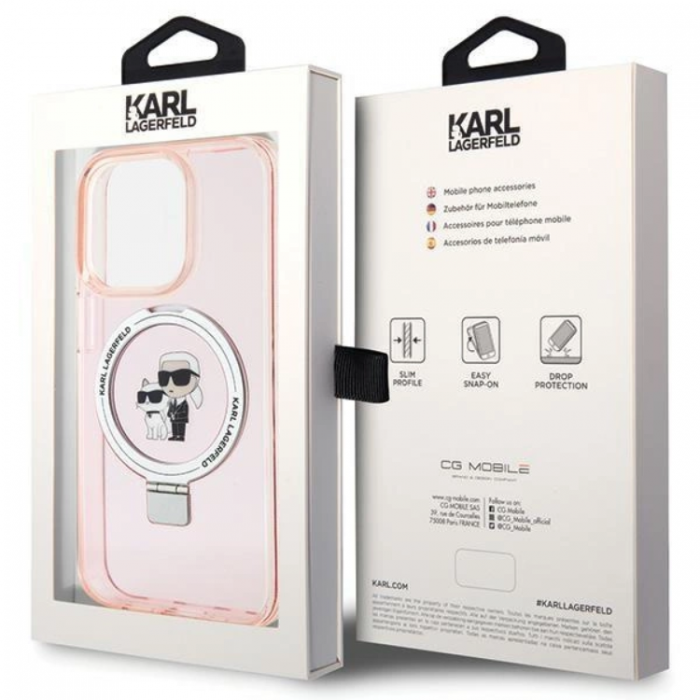 KARL LAGERFELD - KARL LAGERFELD iPhone 15 Pro Mobilskal MagSafe Ringstll - Rosa