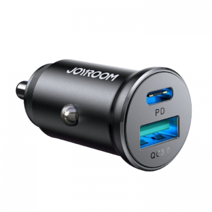 Joyroom - Joyroom Mini Billaddare USB-A/USB-C 30W - Svart