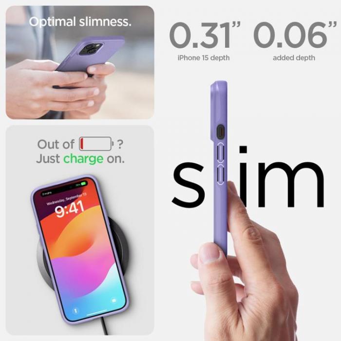 Spigen - Spigen iPhone 15 Mobilskal Thin Fit - Iris Lila