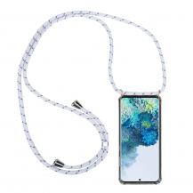 CoveredGear-Necklace - Boom Galaxy S20 Plus mobilhalsband skal - White Stripes Cord