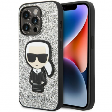 KARL LAGERFELD - Karl Lagerfeld iPhone 14 Pro Max Skal Glitter Flakes Ikonik - Silver