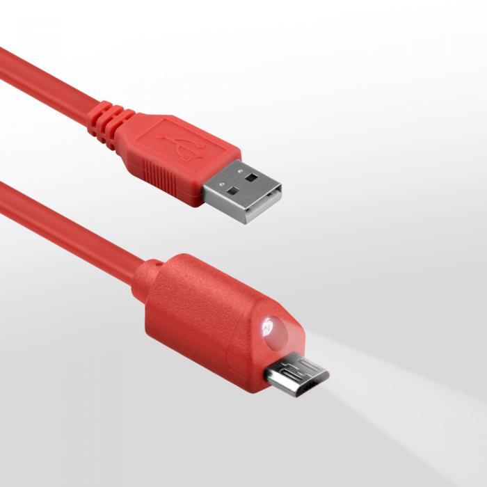 UTGATT5 - Naztech Lighted MicroUSB-kabel med Ledlampa (Rd)