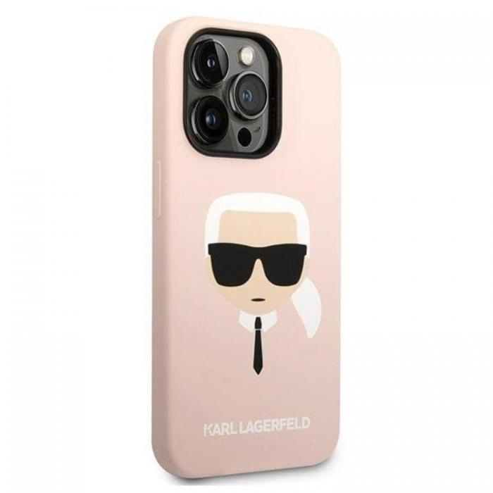 KARL LAGERFELD - Karl Lagerfeld iPhone 14 Pro Skal Magsafe Silicone Karl`s Head - Rosa