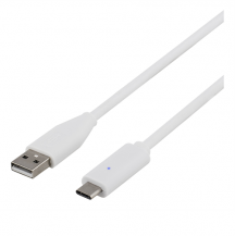 Deltaco - DELTACO USB 2.0 kabel, USB-C - Typ A ha, 1m, vit