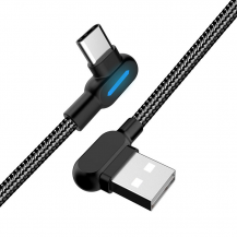 SiGN - SiGN Vinklad USB-C Kabel med LED-indikator 5V, 3A, 1m - Svart