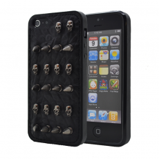 A-One Brand - Studded leather pattern FlexiSkal till Apple iPhone 4S/4 (Arrow Skulls)