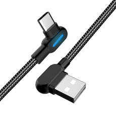 SiGN - SiGN USB-A till USB-C (vinklad) Kabel 5V, 3A, 1m - Svart
