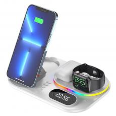 A-One Brand - 4in1 15W Trådlös laddare iPhone/Apple Watch/AirPods/Digital klocka