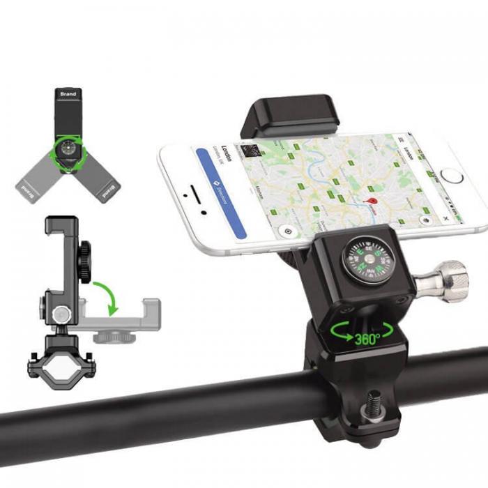 UTGATT5 - Justerbar telefon cykelhllare med kompass Svart