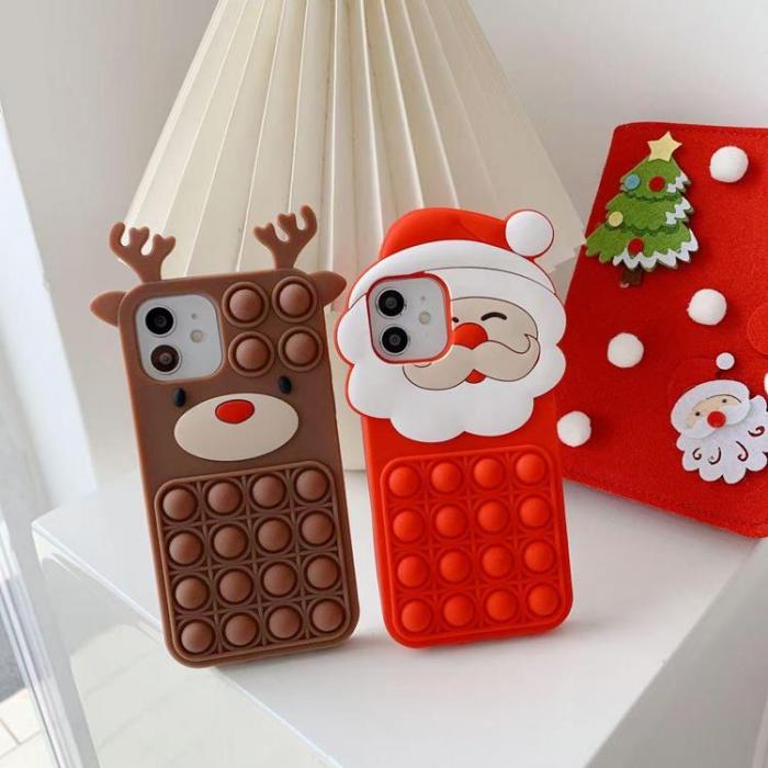 A-One Brand - Reindeer Pop It Silicone Skal iPhone 7 / 8 / SE 2020 - Brun