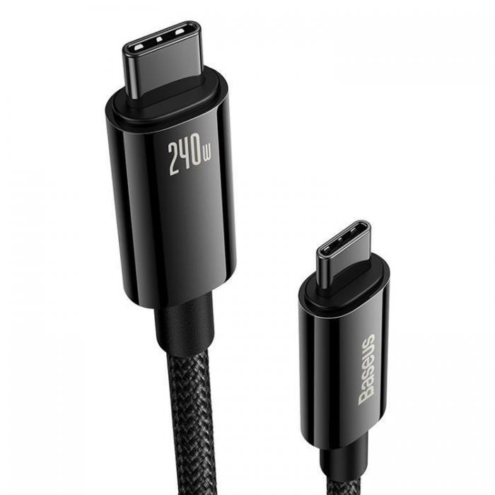 BASEUS - Baseus USB-C till USB-C Kabel 480Mb/s 240W 3m Tungsten Guld - Svart