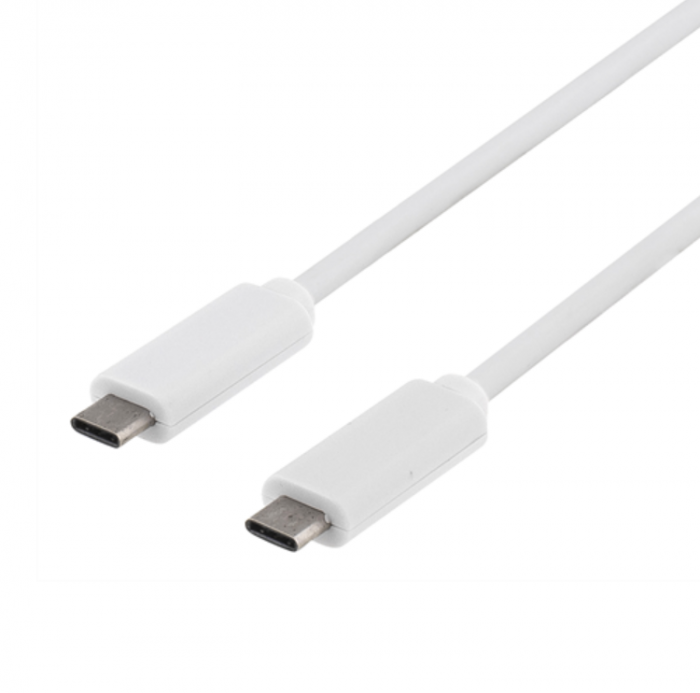 Deltaco - Deltaco USB-C till USB-C Kabel 0.5m Gen 1 - Vit