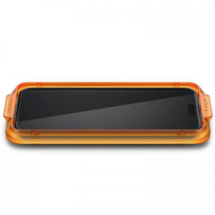 Spigen - [2-Pack] Spigen iPhone 15 Pro Hrdat Glas Skrmskydd - Svart