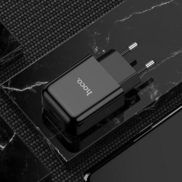 Hoco - HOCO travel charger USB + Kabel USB-C 2A N2 Vigour Svart