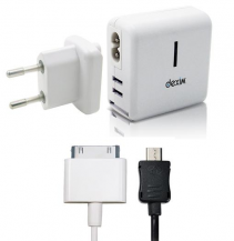 Dexim - DEXIM 2 in 1 travel power kit iPod/iPhone 4G/ 3Gs/3G /4G iPad/HTc