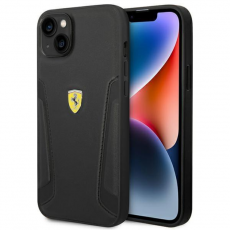 Ferrari - Ferrari iPhone 14 Plus Skal Läder Stamp Sides - Svart