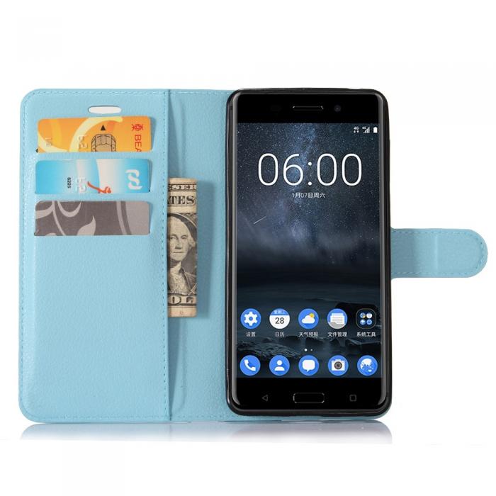 UTGATT4 - Litchi Plnboksfodral till Nokia 6 - Bl