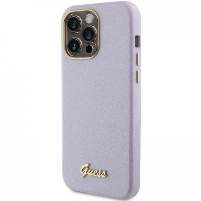 Guess - Guess iPhone 15 Pro Max Mobilskal Glitter Glossy Script - Lila