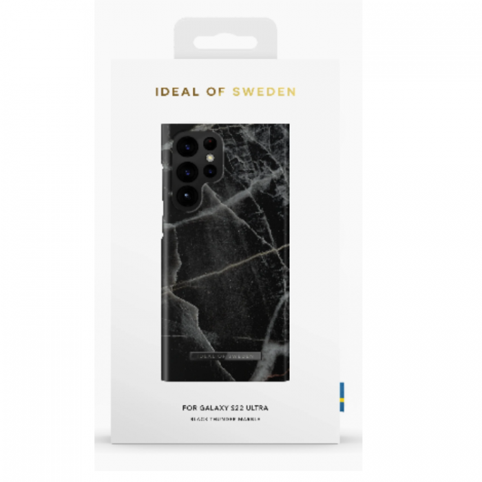 UTGATT1 - Ideal of Sweden Galaxy S22 Ultra Skal Fashion - Svart Thunder Marble