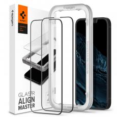 Spigen - Spigen Alm iPhone 14/13/13 Pro Härdat Glas Skärmskydd (2 Pack) Svart