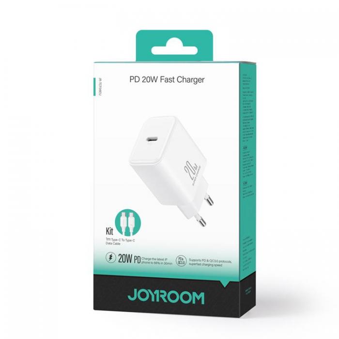Joyroom - Joyroom USB-C Vggladdare + USB-C Kabel PD 20W - Vit