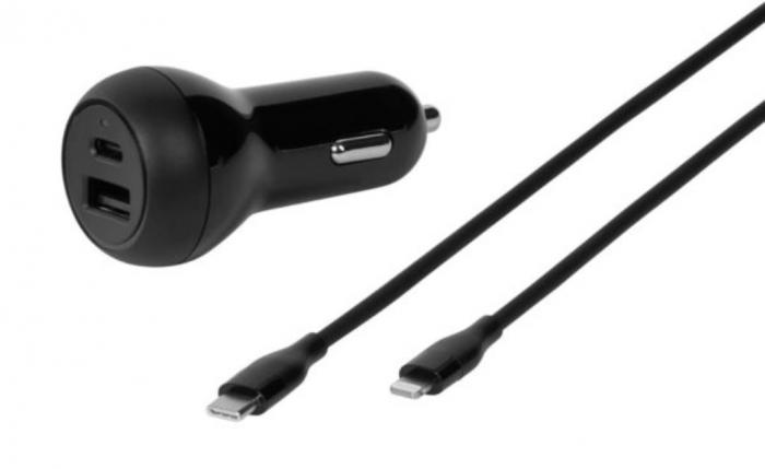 UTGATT1 - Vivanco Lightning Billaddare/kabel 32W USB-C/A Svart