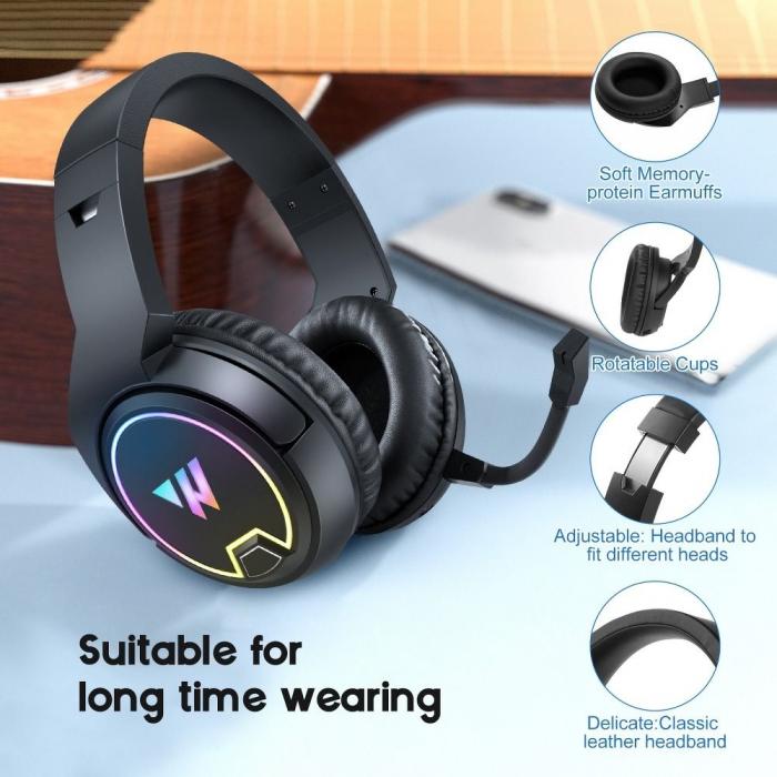 UTGATT1 - Wireless Gaming Headphones 3D Stereo Sound med Microphone