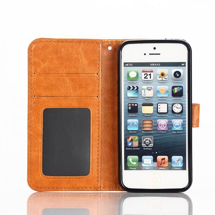 UTGATT5 - Stand Plnboksfodral till Apple iPhone 5/5S/SE - (Orange)