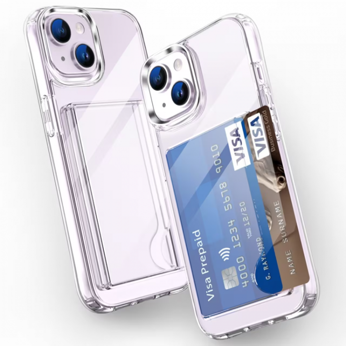 A-One Brand - iPhone 14 Plus Mobilskal Korthllare Hybrid Acrylic - Clear