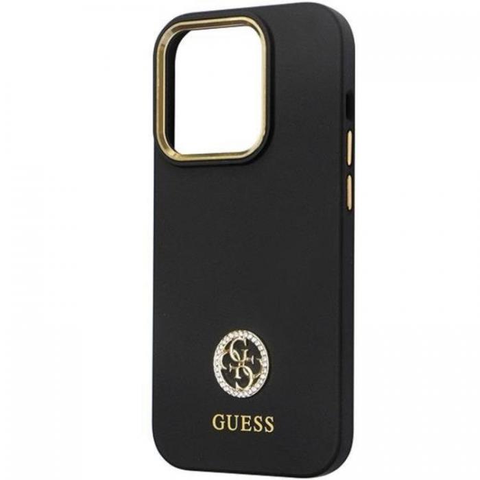 Guess - Guess iPhone 13 Pro Max Mobilskal Silikon Logo Strass 4G - Svart