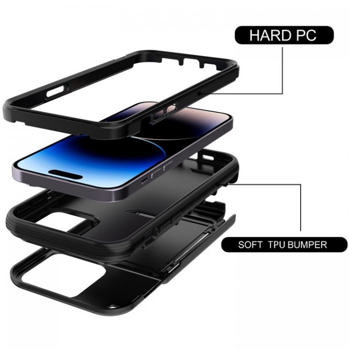 A-One Brand - iPhone 14 Plus Skal Korthllare Mirror Kickstand - Svart