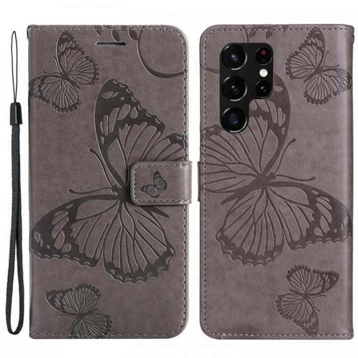 A-One Brand - Butterfly Imprinted Fodral Galaxy S22 Ultra - Gr