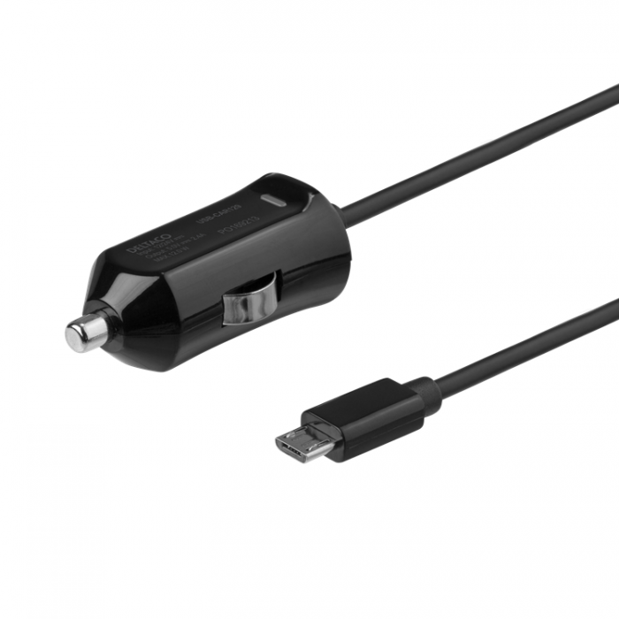 UTGATT1 - Deltaco Billaddare 12 W Med Mikro-USB kabel 1 m - Svart